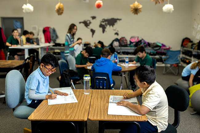 Keene Adventist Elementary School students in class